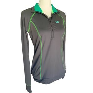 Hollister California Gray Green Active Wear 1/3 Zip Fitted Jacket Women's Medium